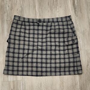 Plaid Black and Gray Women's Cargo Skirt